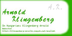 arnold klingenberg business card